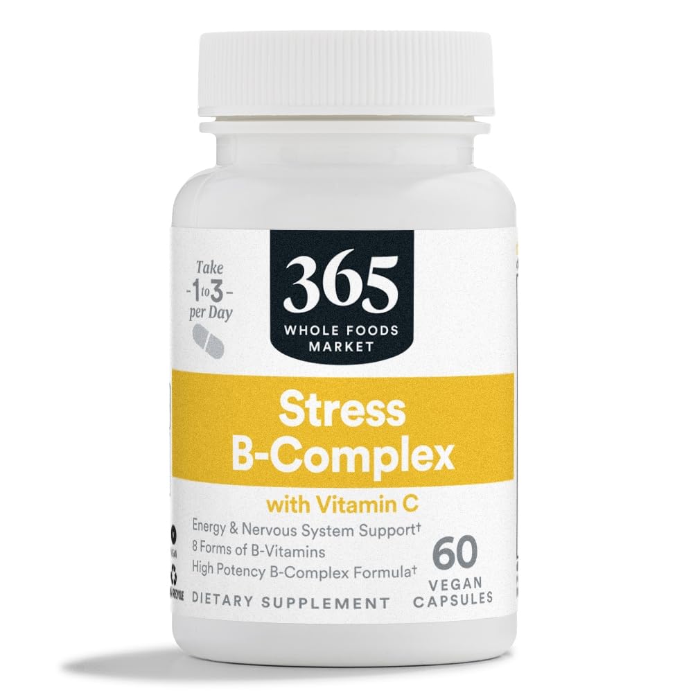 365 by Cela živila trg, Stres B-kompleks z vitaminom C, Energy & živčni sistem podpora, Vegan, 60 kapsul