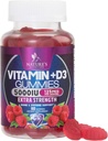 Vitamin D3 dopolnilo Gummy 5000 i.e. (125 μg) Prehranski vitamini D za moške in ženske - podpora za zdravje kosti, zob, mišic in imunskega sistema, visoka jakost VIT D3 Brez GMO in glutena - 60 Gumijev