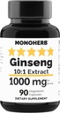 MONOHERB izvleček ginsenga 1000 mg - 90 vegetarijanskih kapsul