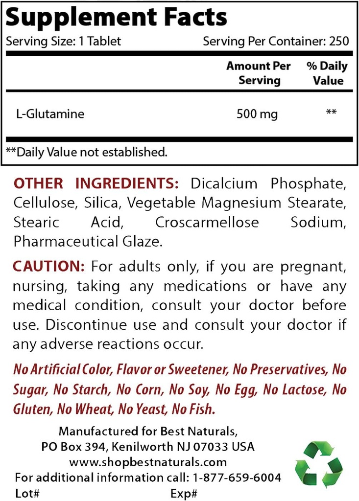Najboljši naravni L-glutamin 500 mg in L-citrulin 1500 mg