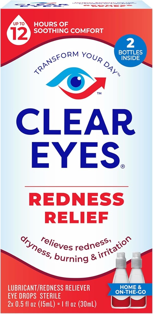 Clear oči Redness Relief oči kapljice, Whiten oči in lajšanje suhost, opekline in draženje, 2 x 0,5 Fl Oz, Twin Pack