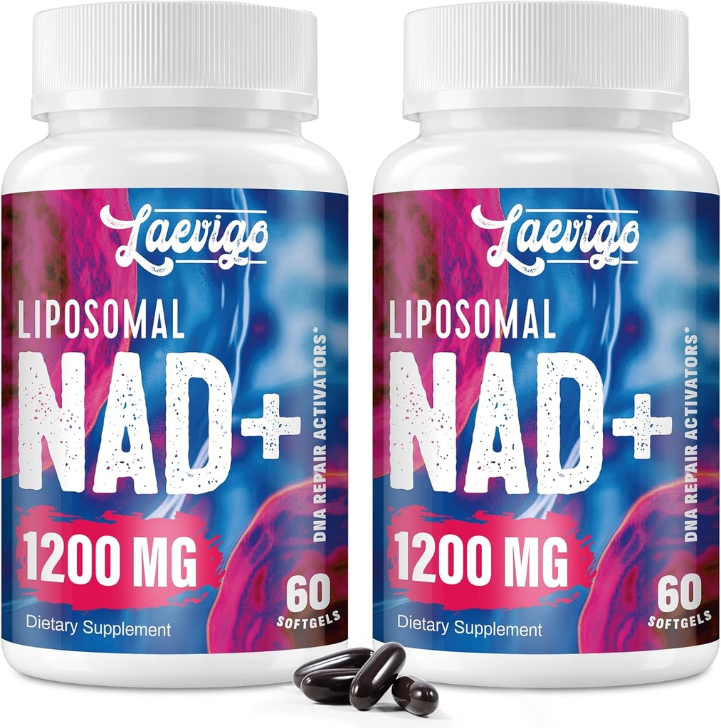 Liposomski NAD+ Dodatek 1200mg Visoka absorpcija, Celična energija in Mitohondrijska podpora, NAD Plus za dolgoživost in vitalnost, Proti staranju Formula, 120 Softgels