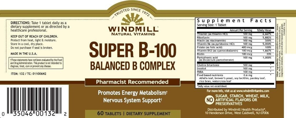 Vitamin B-100 COMPLEX TAB WMILL Velikost: 60
