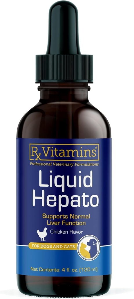 Rx Vitamini Liquid Hepato - Tekoča jetra podpora dodatek z mlekom Thistle Extract - jetrna Dog dodatek obogaten z vitaminom B kompleks - Chicken Flavor (4oz)