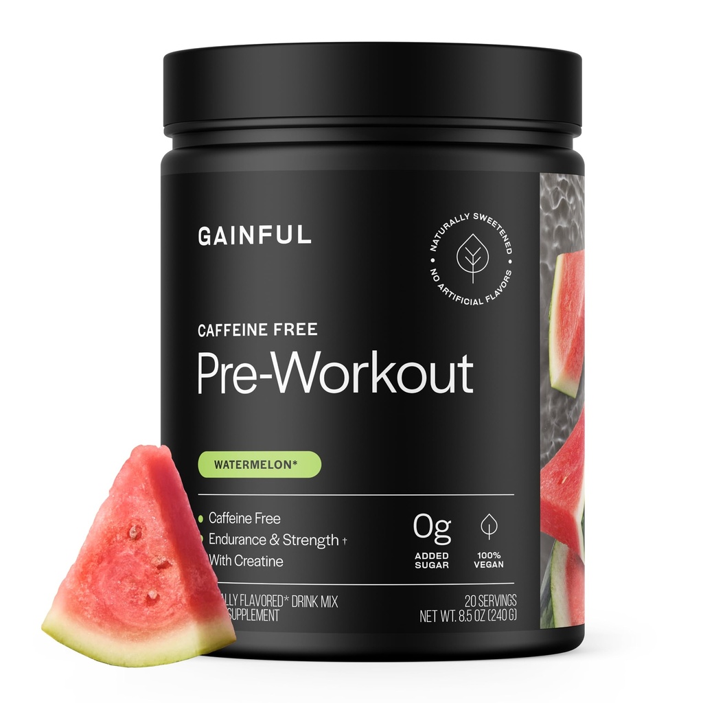 Pridobiti Kofein Free Pre Workout Powder s kreatin, lubenice arome, Podpira moč, vzdržljivost, & recovery, BCAA, Beta Alanin, L-citrulin, Brez umetnih sestavin, 20 Serving