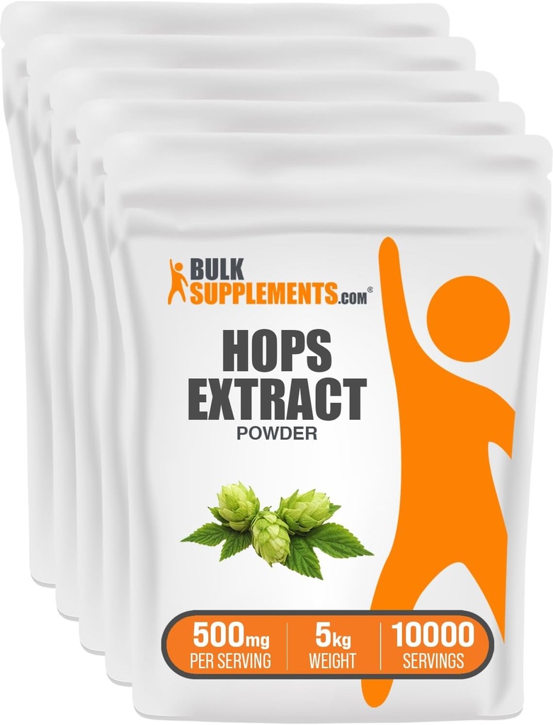 BulkSupplements.com Hops Extract Powder - Zeliščni dodatek, Izvira iz hmelja Cvetje - Gluten Free, 500mg na Serving, 1kg (2.2. lbs) (Pack of 5)