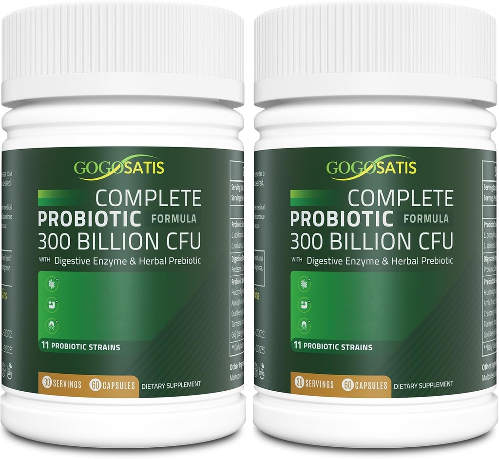 Probiotiki za ženske in moške, 300 milijard CFU 11 sevov, Acidophilus Probiotic dodatek z organskimi zeliščnimi in prebavni encimi police Stable for Digestion & Imune Support 120 Count