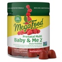 MegaFood Baby & Me 2 Prenatal Vitamini za ženske Gumies s folno kislino in holin za razvoj možganov otroka; Plus Real Sadje- Rdeča malina aroma - 60 Gumies (30 strežnice)