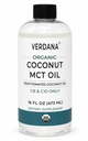 Verdana organsko MCT olje 16 oz – živilska stopnja USDA Organsko za kavo Keto, nearomatno naravno olje puljenje Mouthwash & Masaža - Kokos, Fractioned– Srednja veriga C8 C10 – Ne-GMO, Košir