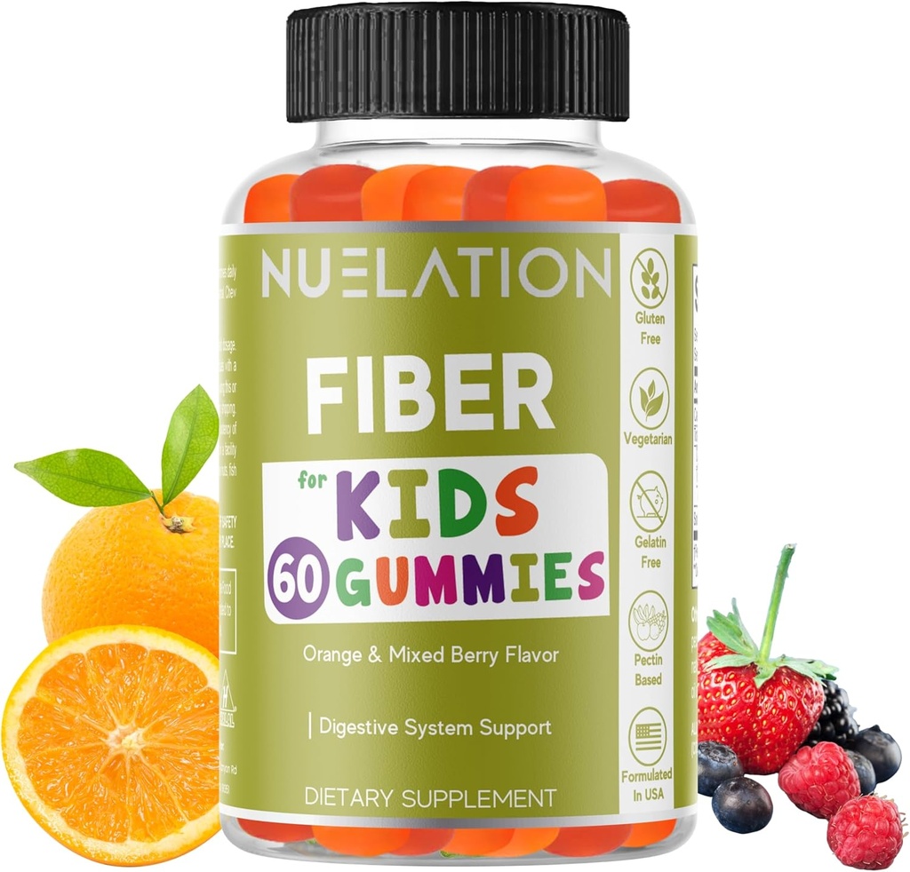 Fiber Gumies za otroke - 60 Count - Vegetarian, Gluten prost, želatina brezplačno, Fiber dodatek za otroke - Prebiotična Fiber za podporo digestion, Bowel gibanja in imunskega zdravja