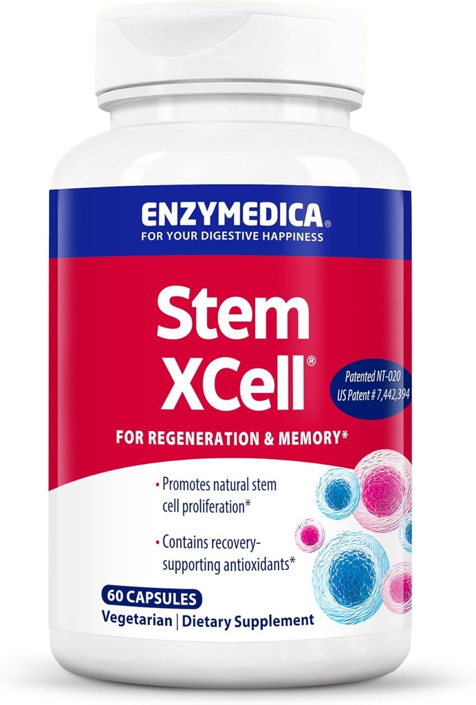 Enzymedica, Stem XCell, Enzyme in antioksidant Podpora za zdravje možganov in celic, 60 kapsul