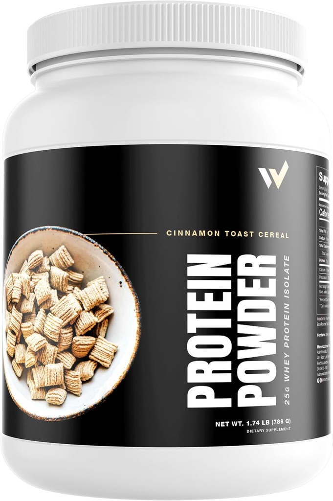 Izolat sirotkinih beljakovin v prahu Ashton Hall - Premium Cinnamon Toast Žitna aroma - z nizko vsebnostjo ogljikovega dioksida, z visoko vsebnostjo beljakovin Shake for Muscle Recovery, pakiran s 25 g sirotkinih beljakovin na kos