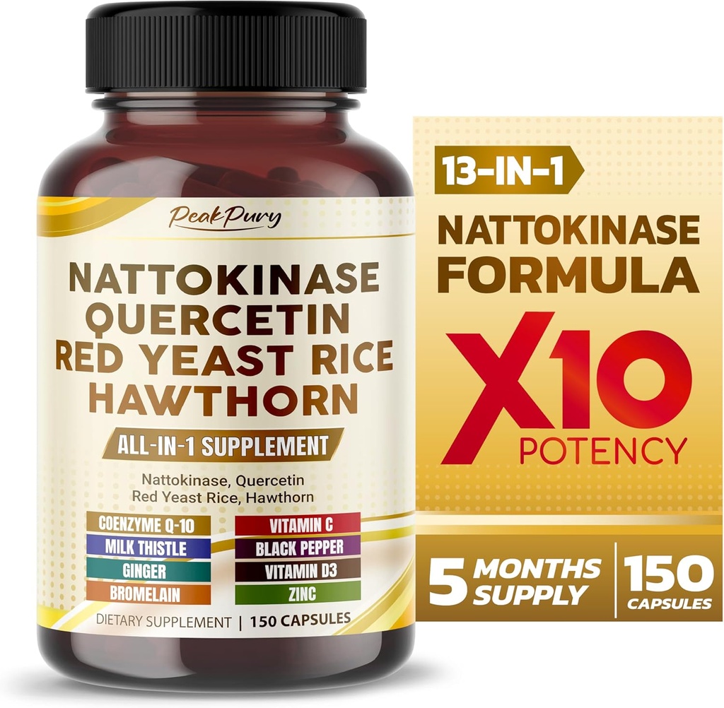 Nattokinase 5000FU Quercetin Red Yeast Rice Hawthorn - Skupna Wellness podpora - Made in USA