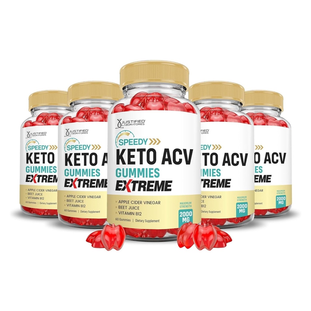 Upravičeni laboratoriji (5 Pack Speedy Keto ACV Gummies Extreme 2000MG Speedy Keto Gummies Napredna Formula Apple Cider Vinegar z Granatni beet Juice v prahu B12 Vegan Non GSO 300 Gummies