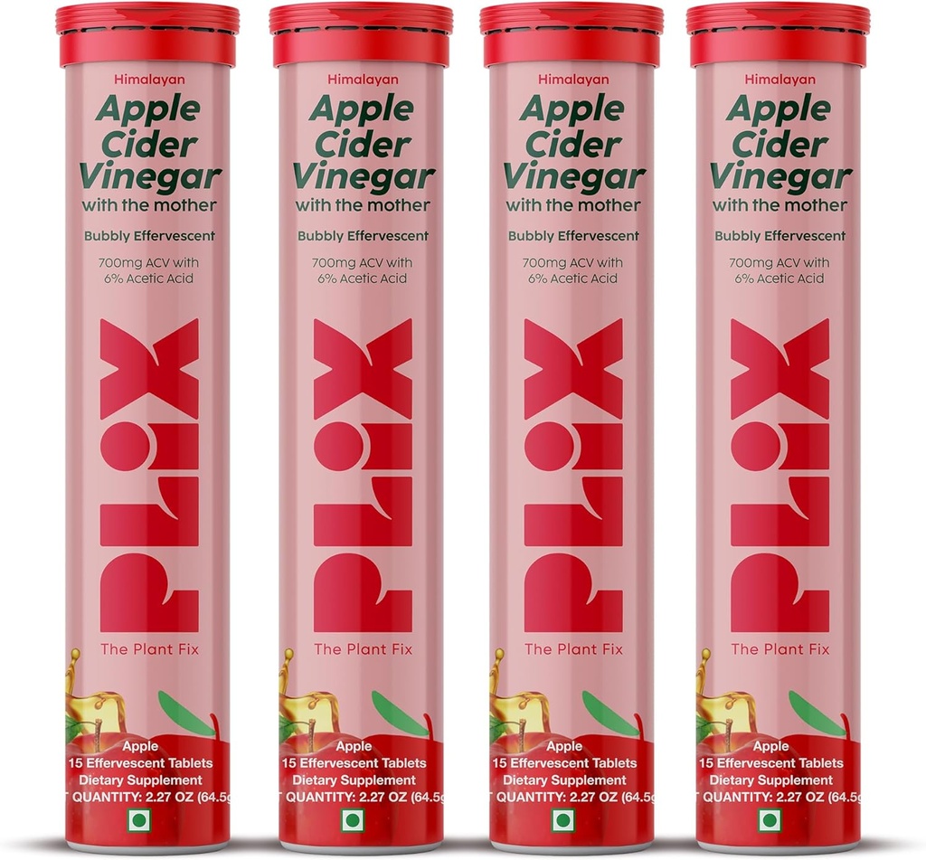 PLIX Apple Cider Viner Effervescent tablete z mamo, 700 mg ACV z VIT B12, B6, pakiranje 4 