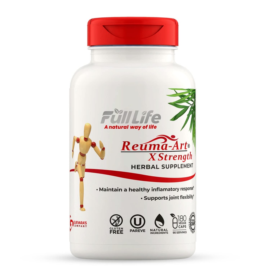 Full Life Reuma-Art X Jakost – 400 mg Zeliščni dodatki – podpira prožnost sklepov – 180 Veggie kapsul
