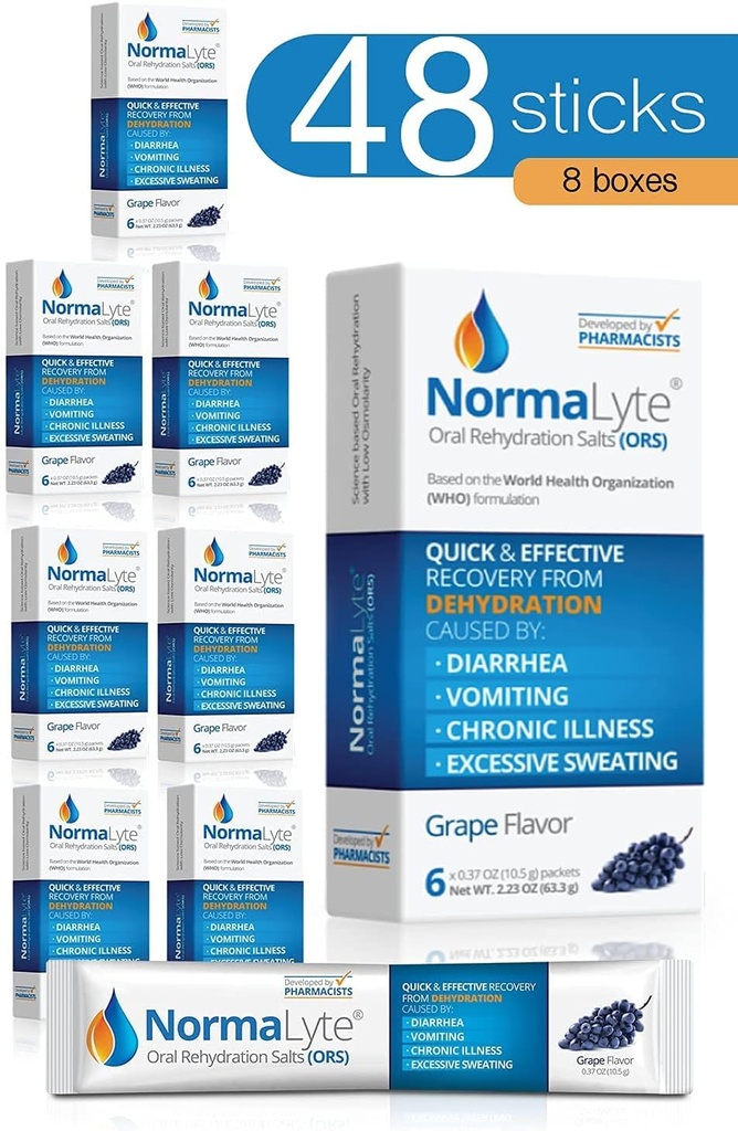 NormaLyte peroralna rehidracija soli-48 Packs (Yields 500mL na pakiranje)-Grapes