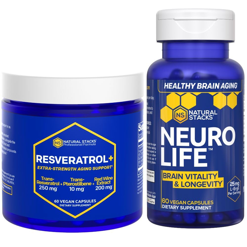 NARAVNI ZASTAVI NeuroLife & Resveratrol dodatek paket - podpira dolgoživost in staranje možganov* - 120 Vse kapsule