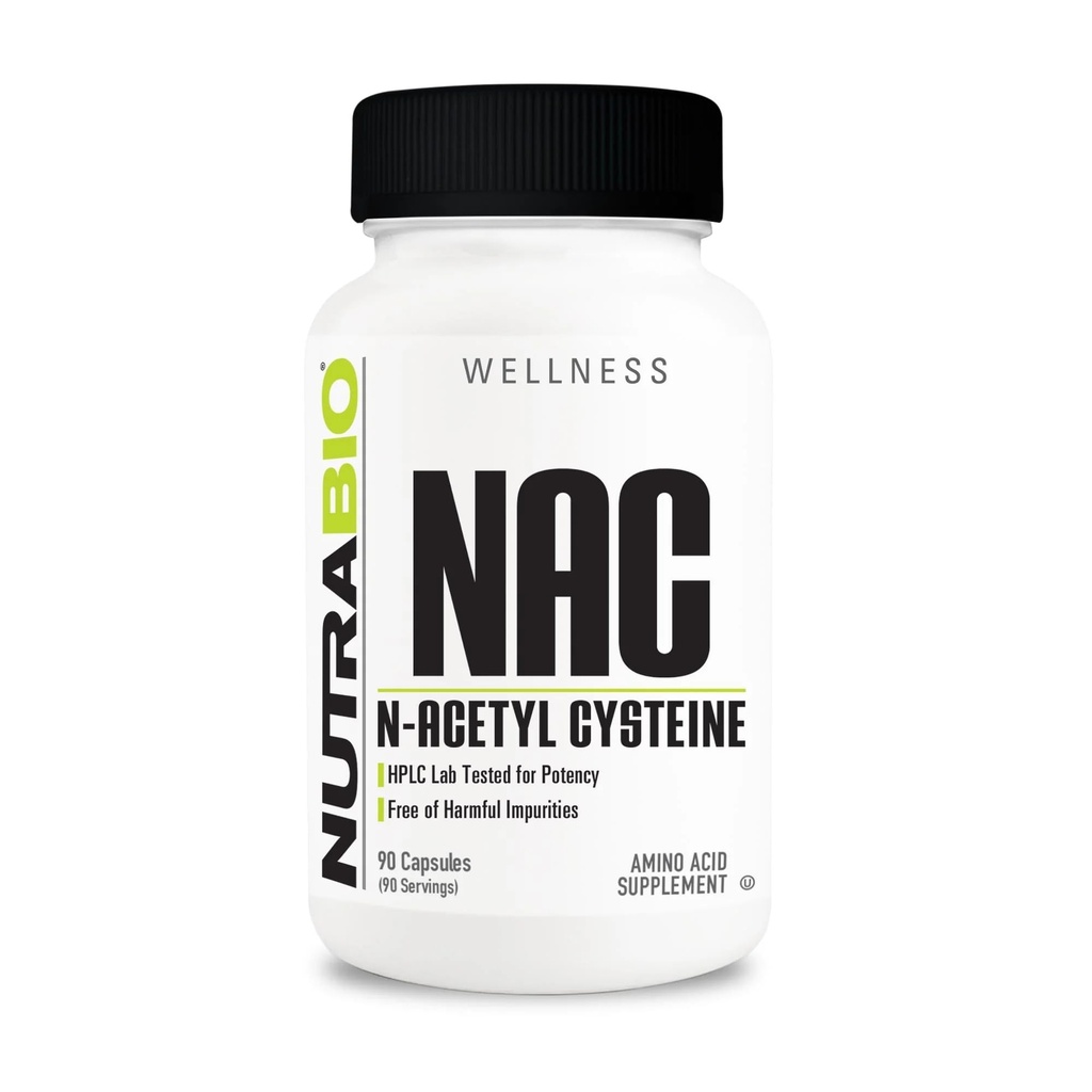 NutraBio N-Acetil Cysteine dodatek (NAC) - 90 kapsul, 600 mg vsak - močan antioksidant - Imunska podpora - povečanje glutation