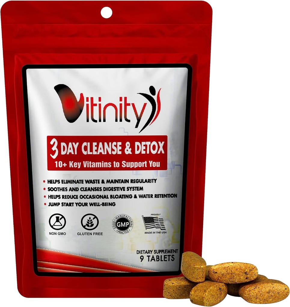 VITINITY 3 dan razstrupljanje - naravne cele tablete za razstrupljanje telesa - čiščenje kolonij za prebavno zdravje - Zeliščni dodatek za težo, napenjanje, & zaprtje Relief - Apple Cider Vinegar & Cayenne Pepper (1)