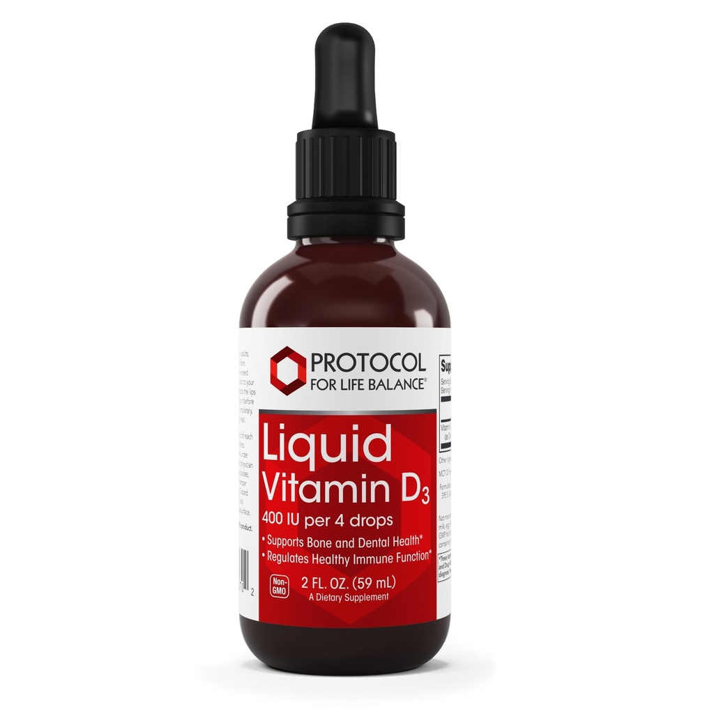 PROTOKOL ZA ŽIVLJENJSKO BILANCE - tekoči vitamin D-3 - podpira absorpcijo kalcija, zdravje kosti in zob ter delovanje imunskega sistema pri enostavnih kapljicah - 2 Fl oz (60 ml)