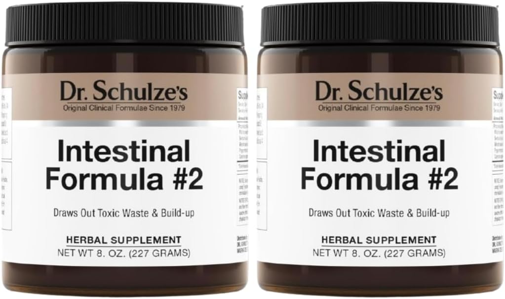 Intestinalna Formula Dr. Schulze #2 - Čiščenje dopolnilo za zdravstveno podporo kolonije - Podpira vsakodnevno izločanje - Rastlinsko-bazen zeliščni dodatek - Gluten-free & Vegan - 8 oz (2-Pack)