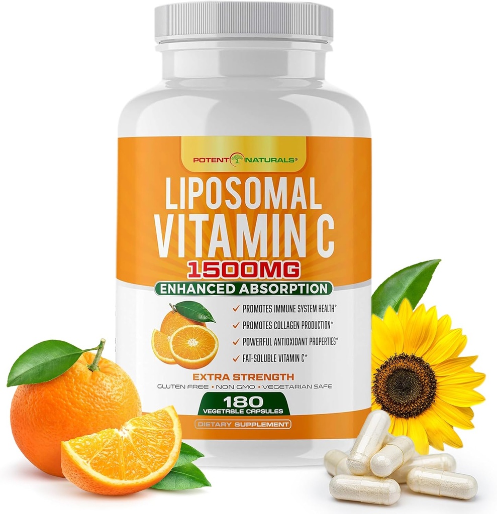 Liposomski vitamin C 1500mg, dodatek vitamina C - visoka absorpcija Askorbinska kislina - Imunsko-subportni dodatek & pomaga Kolagen proizvodnje- 180 kapsul