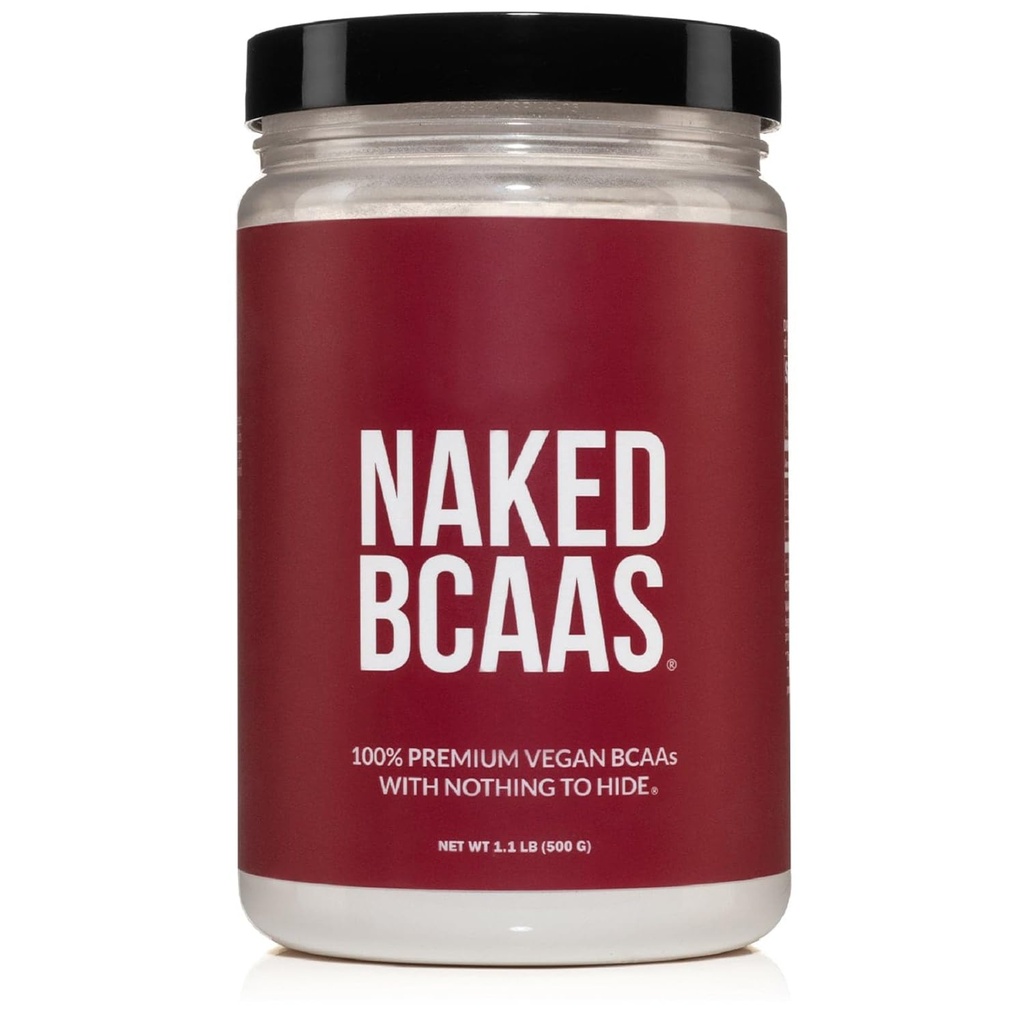 NAKED BCAA Aminokisline v prahu, samo 1 Sestavina, Pure 2:1:1 Formula, Vegan Razvejane verige aminokislin, Instantized Vse naravne BCAA dodatek - 500 Grams, 100 Servings