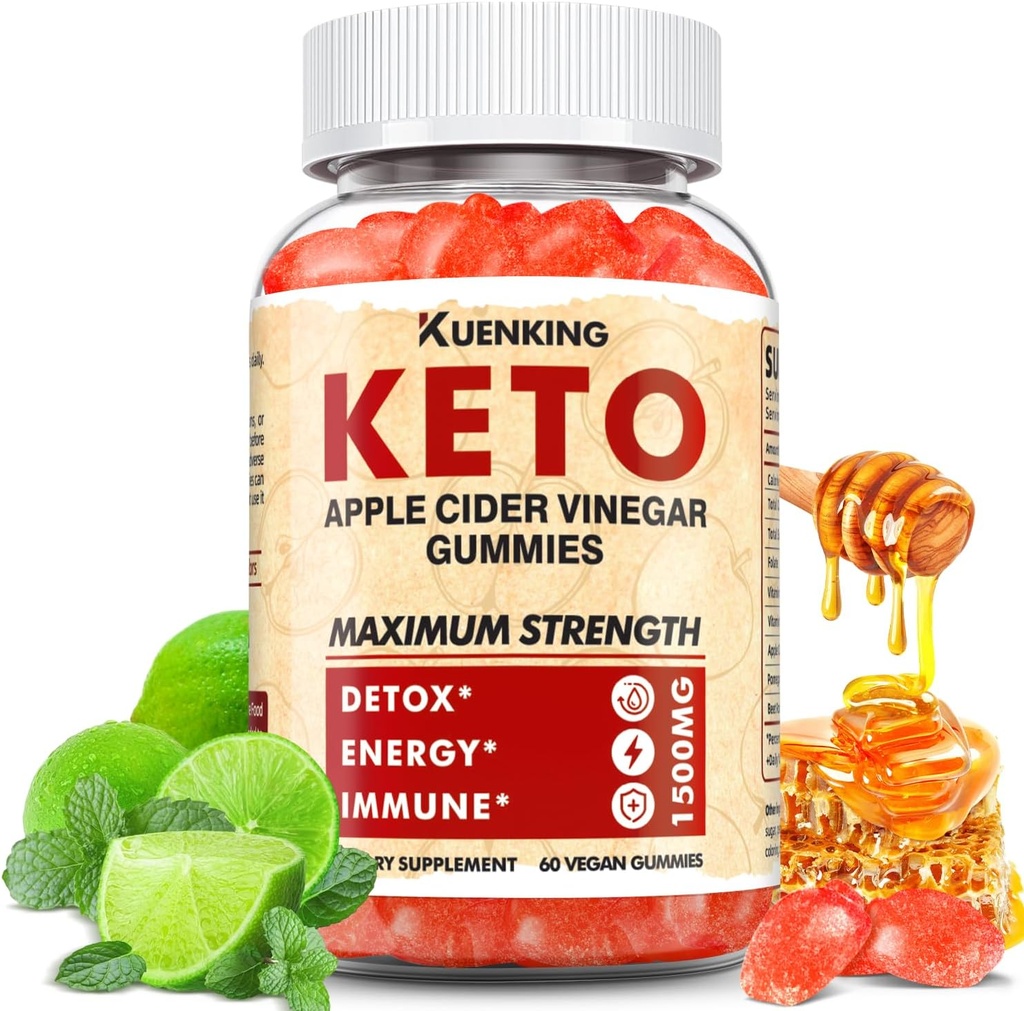 Keto ACV Gumies Advanced Formula, Apple Cider Vinegar Gumies Formulated with Pomegranate Beet Juice Powder B12, 1500MG Vegan Non GSO 56 Gummys