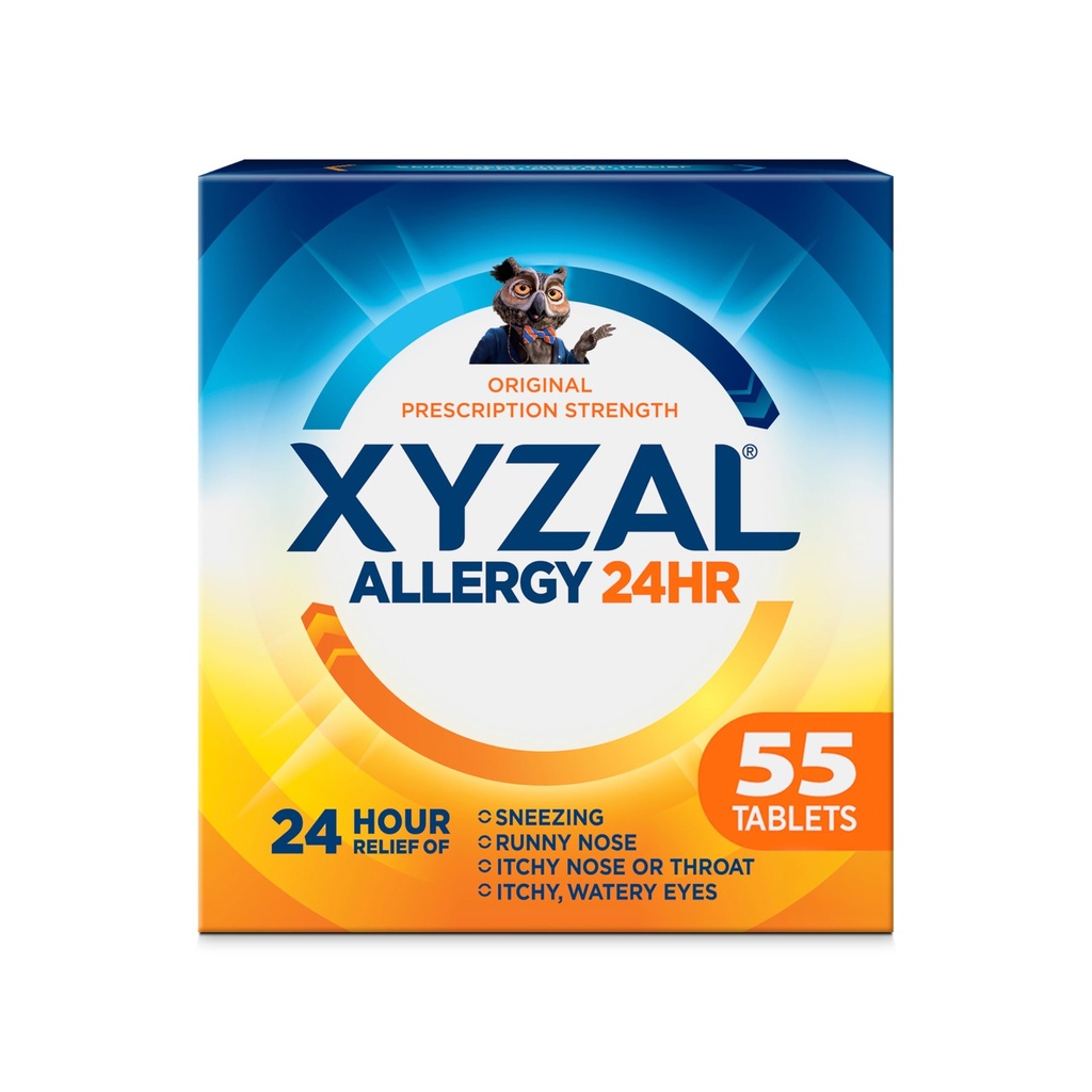 Xyzal 24 ur Alergija Relief Medicina, Original Predpisovanje Moč Antihistaminik, Levocetirizin Dihidroklorid tablete 5 mg, 55 Število