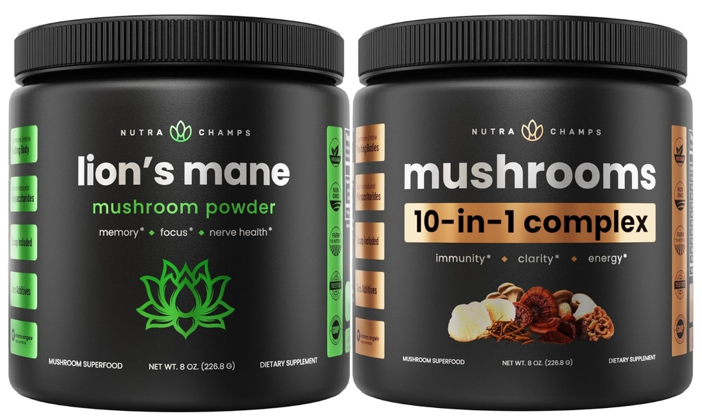 NutraChamps Lions Mane Powder & 10 v 1 gobe Powder