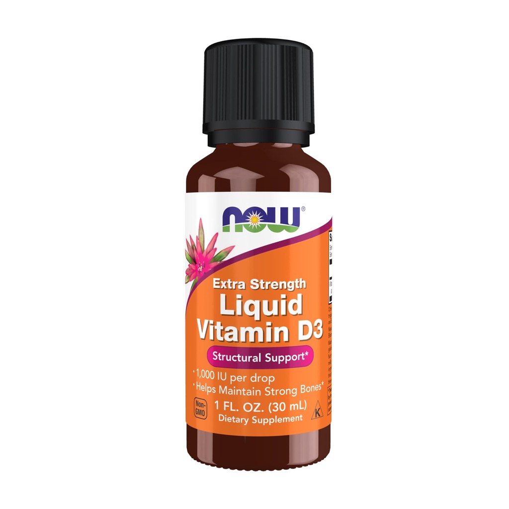 NOW Foods dopolnila, tekoči vitamin D-3, ekstra moč, strukturna podpora*, 1-Ounce