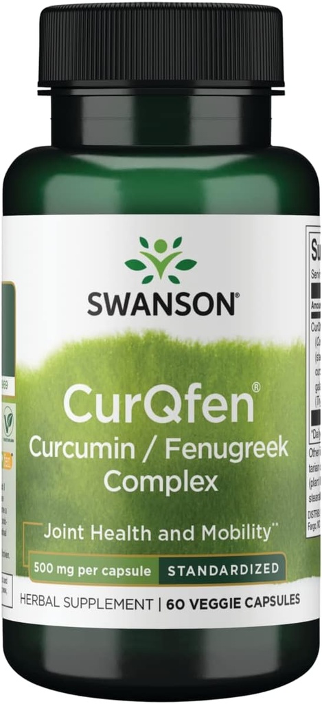 Swanson nadzorovan izpust Curqfen Curcumin/Fenugreek kompleks 60 Veg kapsule