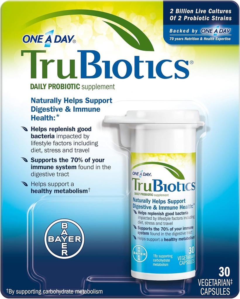 TruBiotics Daily Probiotic 30 kapsul - Gluten Free, Soy Free Prebavni + Imunska zdravstvena podpora Dopolnilo za moške in ženske (paket po 3)