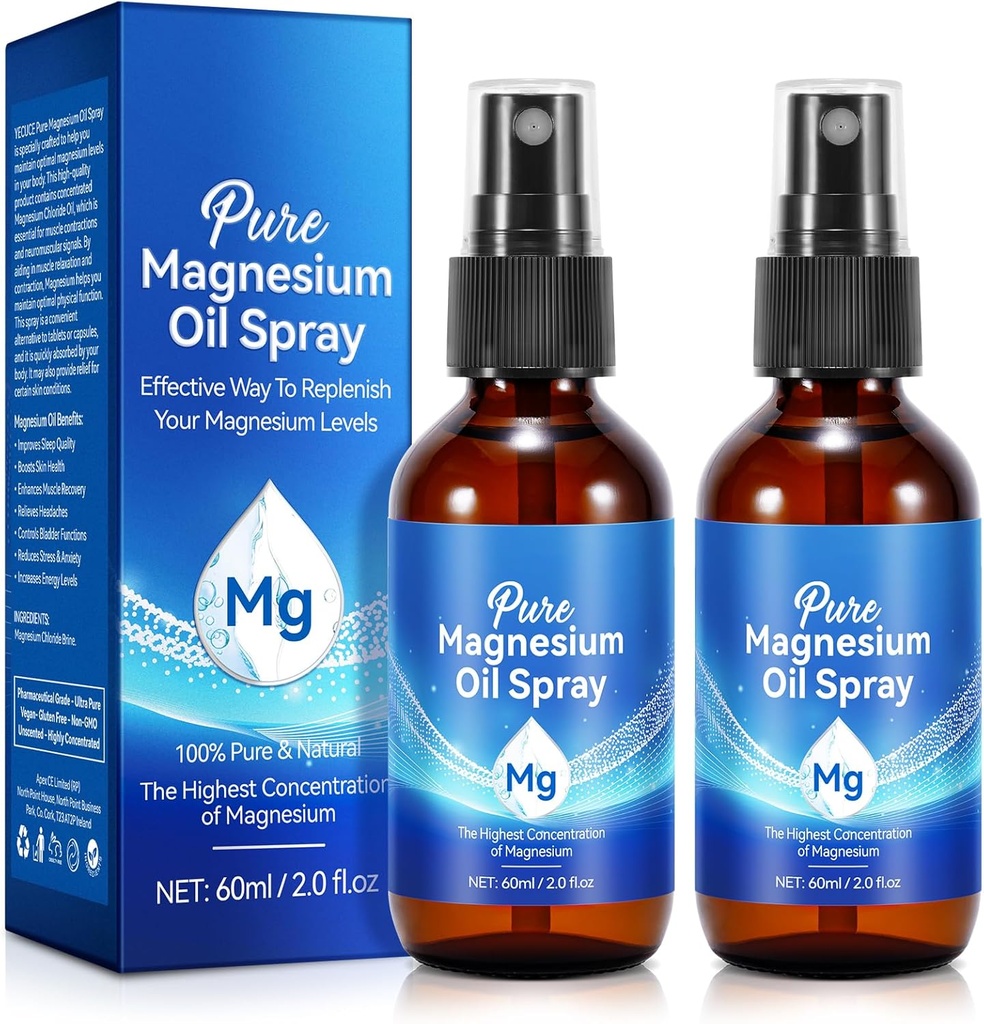 Čisto magnezijevo olje Spray,100% Pure & Natural Organic Magnezijevo olje Spray, enostaven za uporabo(4 Fl.Oz Set)