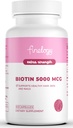 Dodatna jakost Biotin 5000 MCG, 60 kapsul za zdravje las, kože, nohtov in kosti, brez GMO in glutena, dodatek za visoko potencialnost (2-mesečna zaloga)