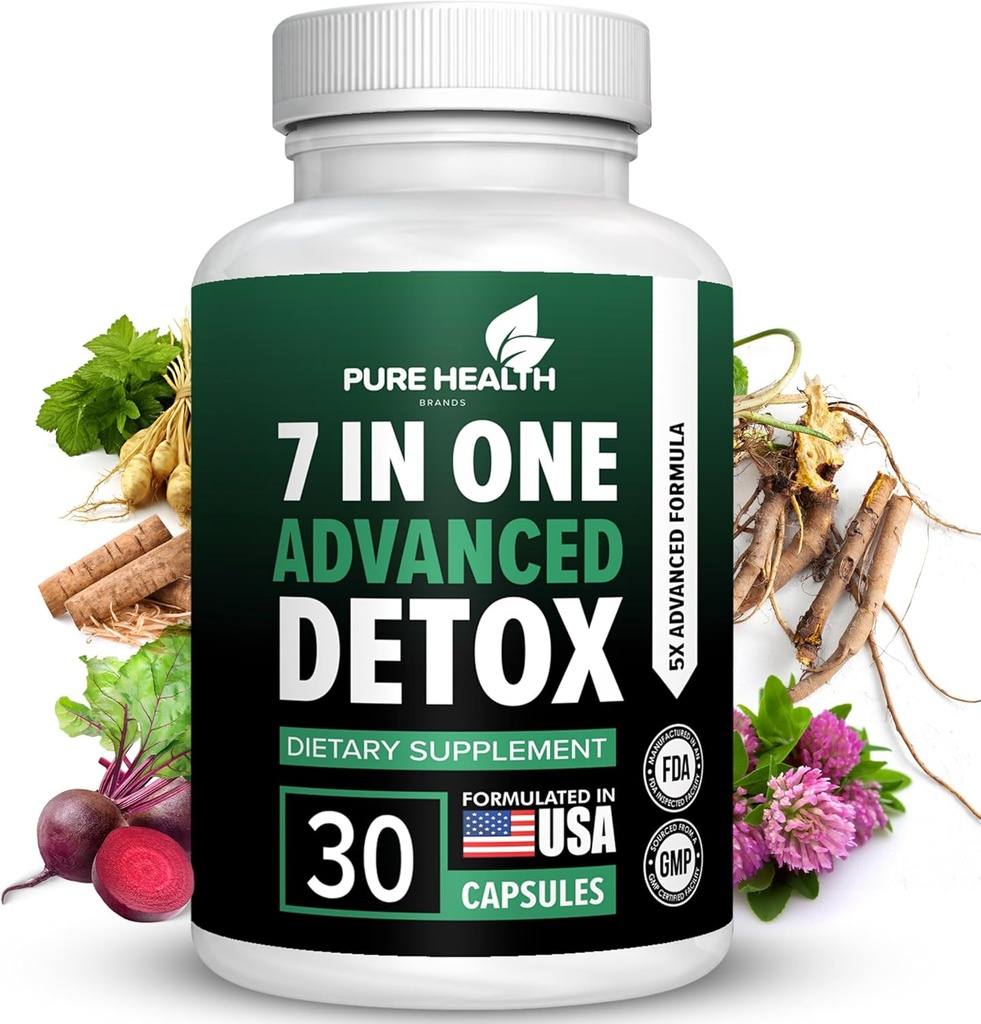 Ekstra moč hitro delujoča 7-v-one Napredna Formula - popolno čiščenje telesa - Detox in čiščenje jeter - Detox & Jetra Popravila, Vsi naravni toksini Odstranjevalec, zdravo čiščenje Podpora za jetra (30 kapsul)