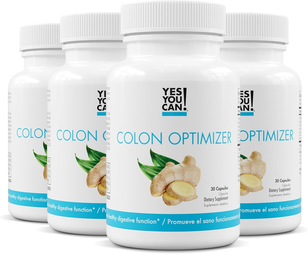 Da, lahko! Probiotiki Colon Optimizer dodatek - Gut Health and Stomach dodatek za moške in ženske, Organic Probiotics z ingver in pepermint za prebavno zdravje, 30 kapsul - 4 pakiranje