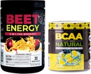 Nutrologija Beet Natural O2, Pre Workout Powder, Passion Fruit Flavor (30 strežb) BCAA Natural, Rastlinski BCAA Powder, Limonada Flavor (30 servingov)