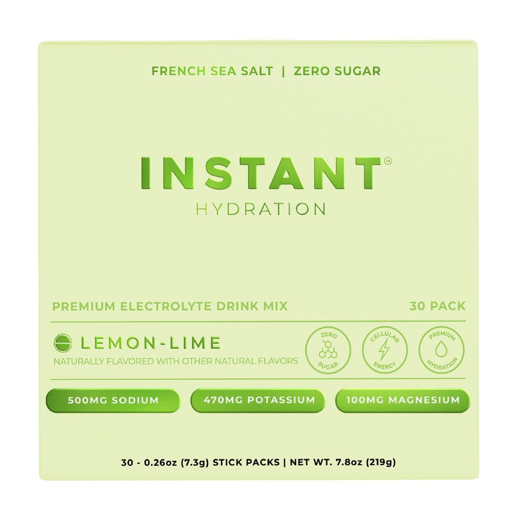 Instant Hydration Elektrolities Powder Packets - Lemon Limete Drink Mix - Zero Sugar - Keto, Vegan, Gluten-free, Non-GMO - Boost recovery, Brain Health, Muscle & Tsue Support- 30 palice