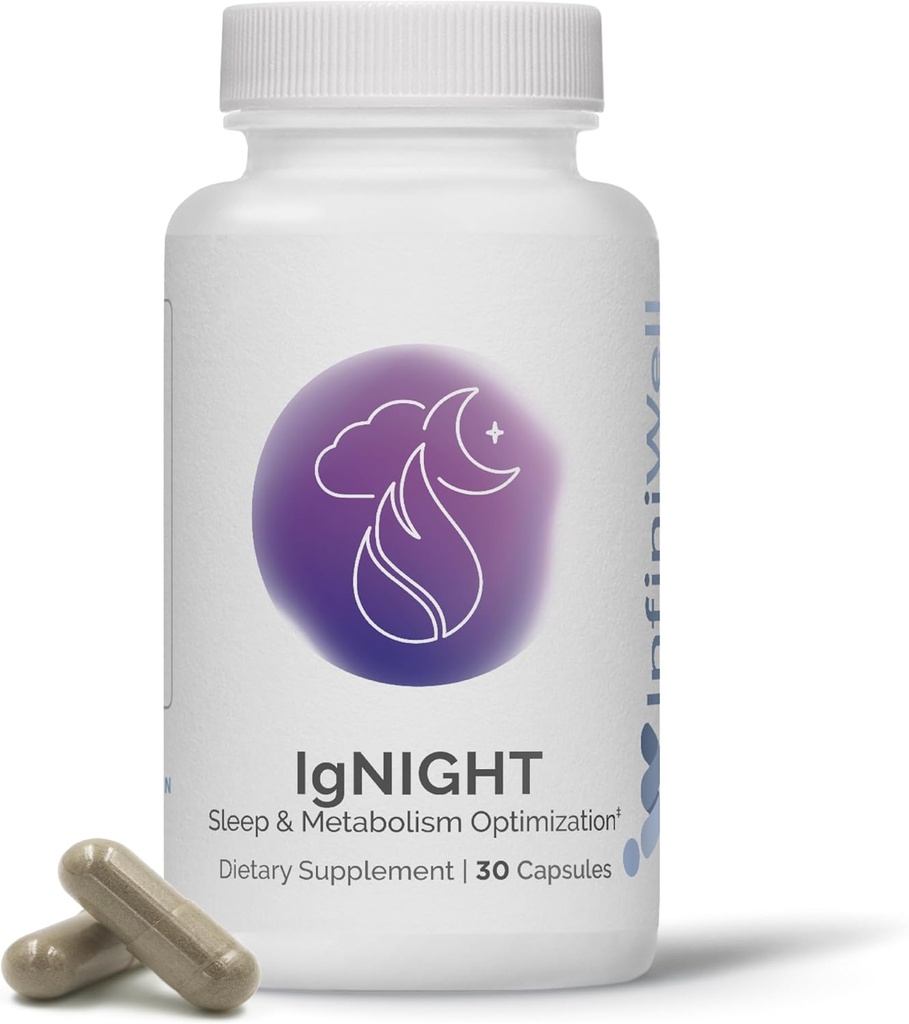InfiniWell IgNIGHT - Valerian Root & Ashwagandha pomoč za spanje z zrnjem raja za podporo metaboličnega zdravja - spodbujanje zdrave metabolične funkcije, medtem ko spite - (30 kapsul)