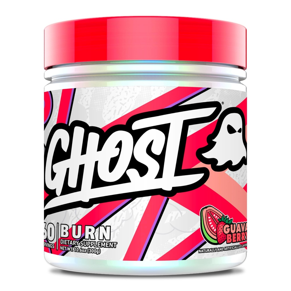 GHOST Burn Teža Management Powder, Guava Berry (60 strežb) - Presnova in energijska podpora dodatek za moške in ženske - Naravni kofein, L-karnitin & L-tirozin - Gluten, Soy & Sugar-free, Vegan