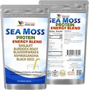 NELCIA NARAVNI HERBS Sea Moss Ashwagandha Protein Powder - Naravni irski Moss, Bladderwrack in Burdock koren, črno seme in Shilajit Powder (16oz)