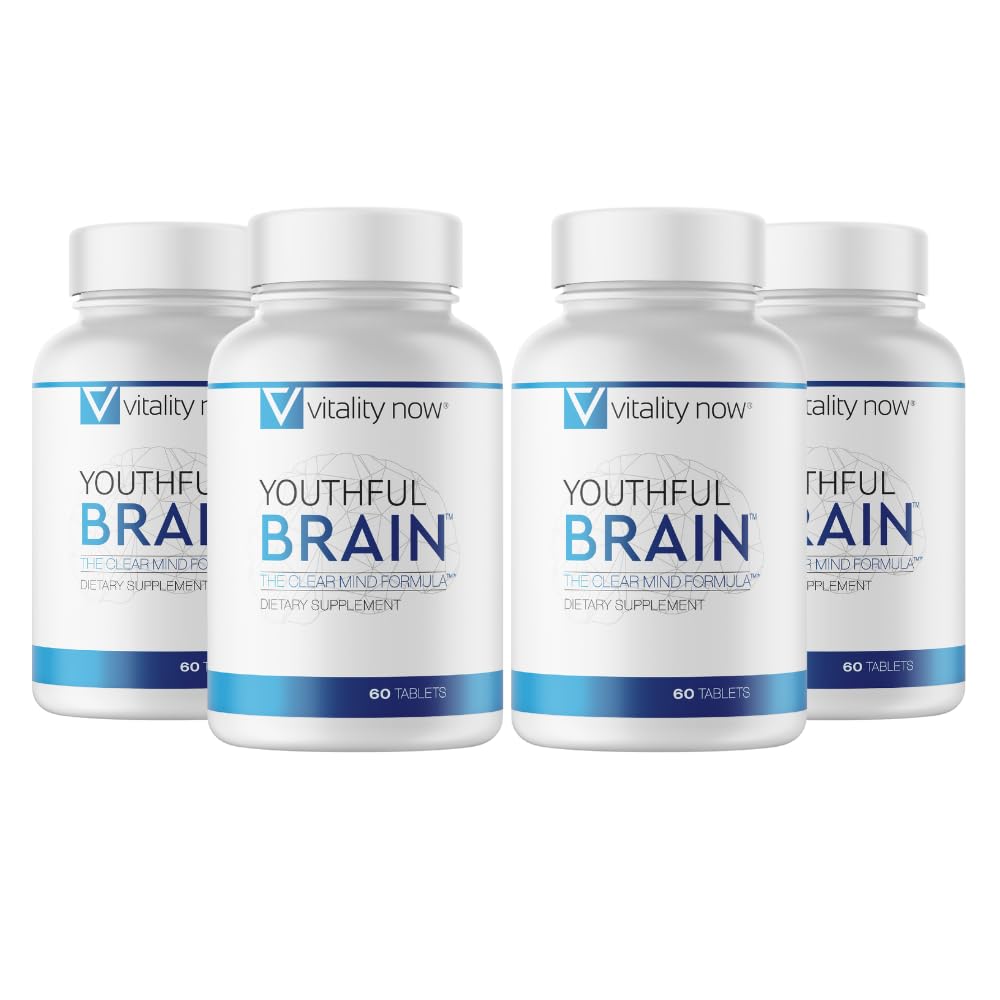 Mladi možgani 4 steklenica paket - Memory & Brain Health Support Supplement - Brain Booster Clarity z Bacopa Monnieri, Ginkgo Biloba, B12-120-dnevno oskrbo (240 grof)