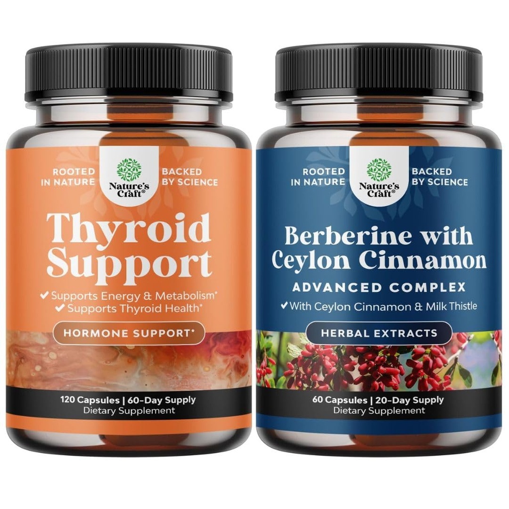 Kompleks podpore zeliščnih ščitnice - Potent Kelp Jodine dodatek za hormonsko ravnovesje in uravnoteženje Berberine Plus 1200mg na servisni kompleks - Antioksidant Berberine s Ceylon cinamon