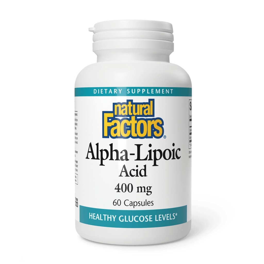 Naravni dejavniki Alfa- lipojska kislina 400 mg, celotna podpora za antioksidant, 60 kapsul