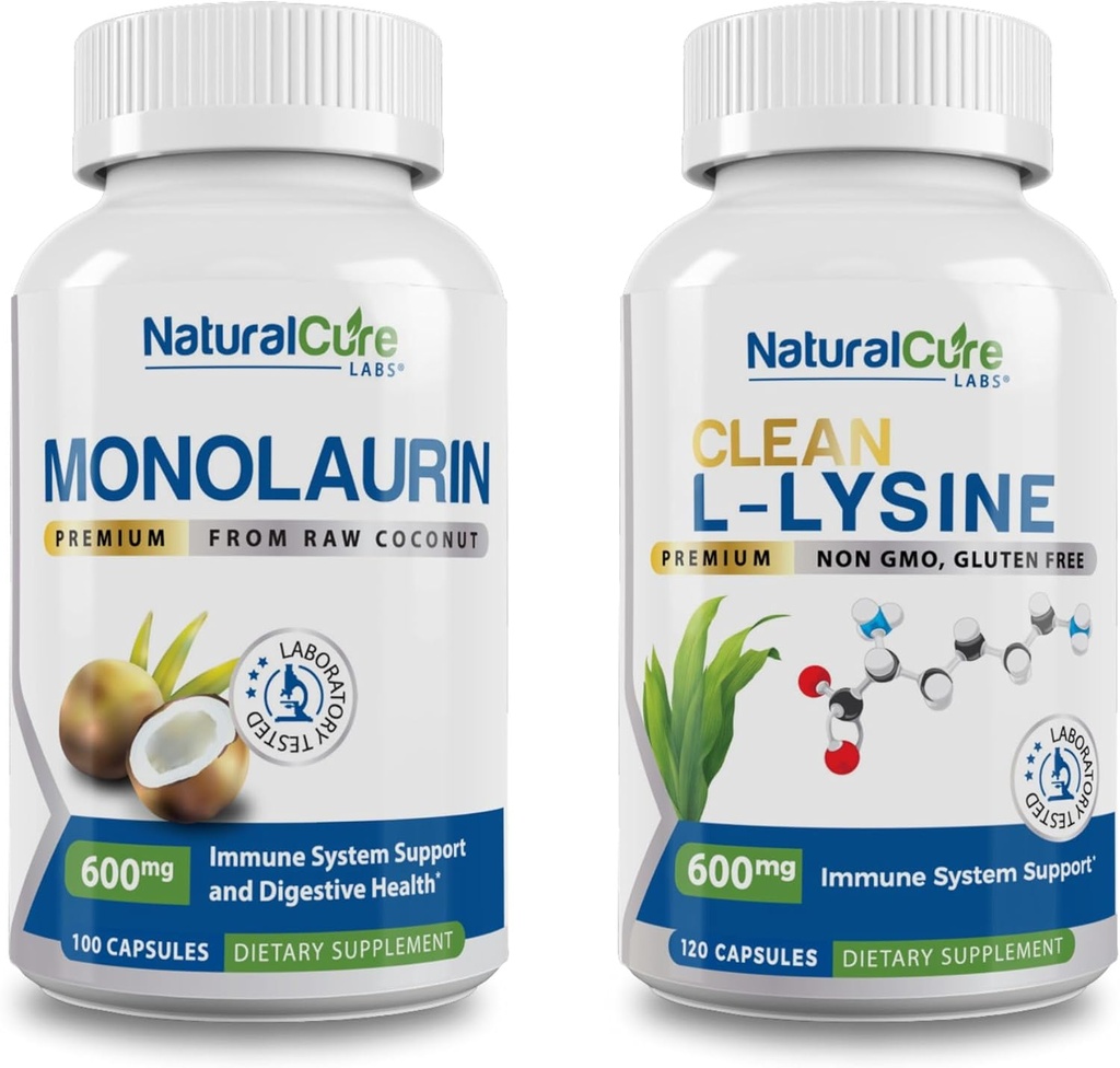 Naravna zdravila: Premium Monolaurin 600mg + Čist L-lizin 600mg