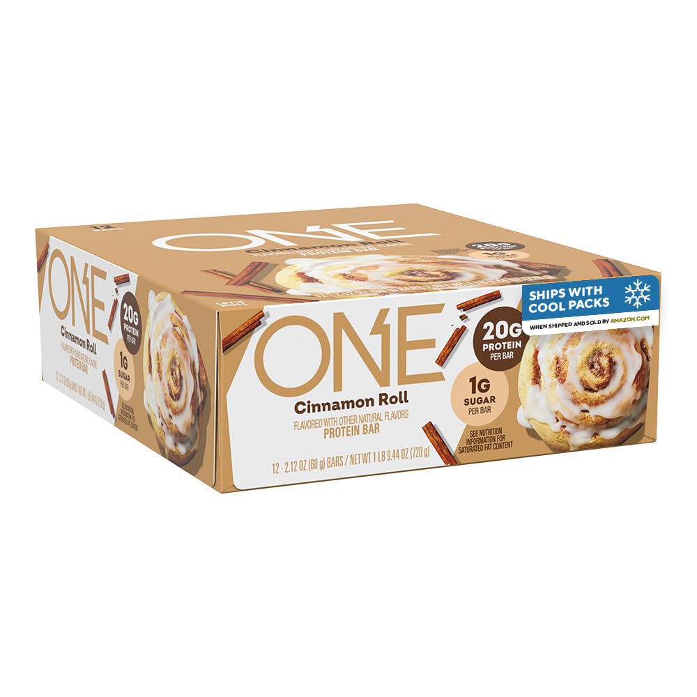 ONE proteinske palice, cimetov zvitek, gluten brez 20g beljakovin in 1g sladkorja, slaščičarske sponke, 2,12 oz (12 štev), pakiranje maj Vary