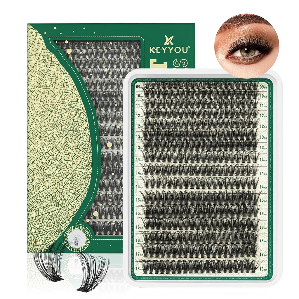 Sklopi za trepalnice 280Pcs Sklopi za trepalnice KEYYOU 60D D Curl 9-18MIX Sklopke Lashes Debeli Super mehki Wispi DIY Podaljšek trepalnic na domu(60D-D,9-18MIX)