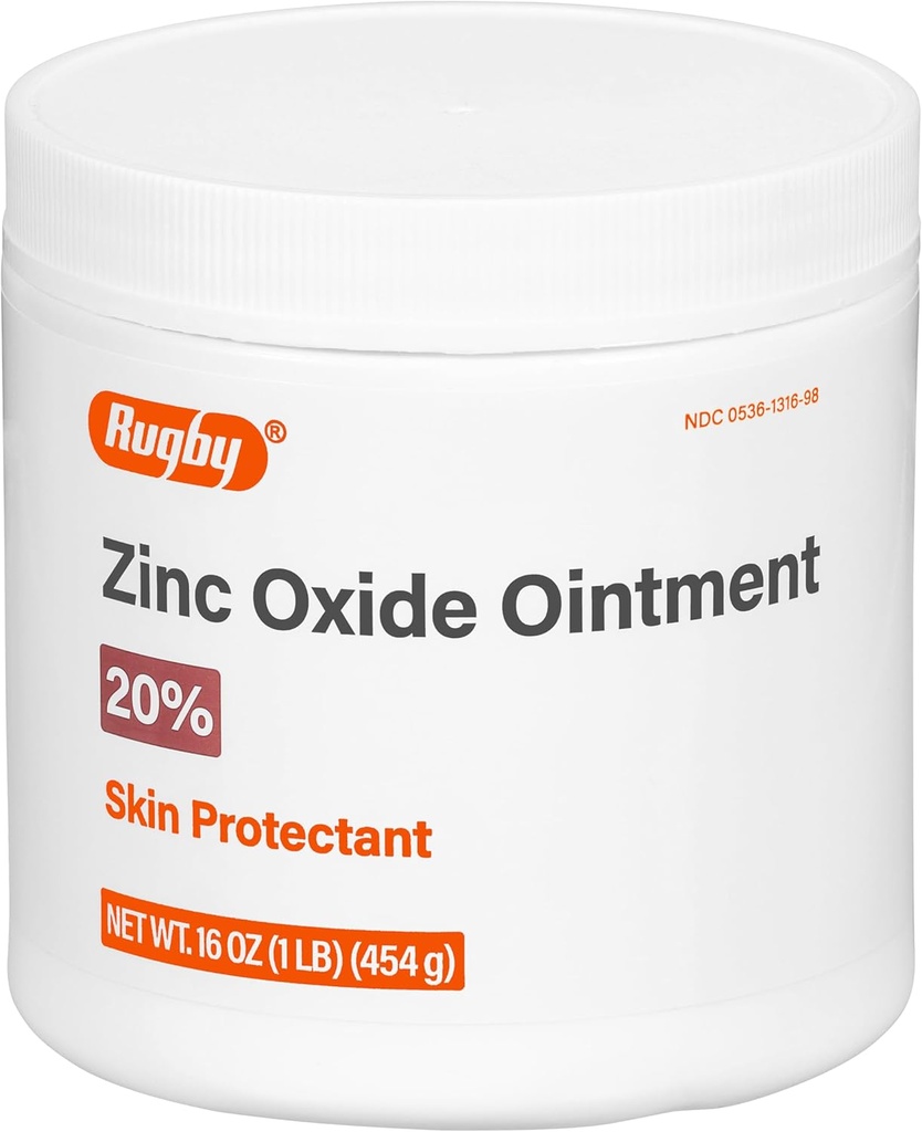Rugby Cinkov oksid Mazilo Zaščitno sredstvo za kožo - 20% - 16 Oz (1lb) (454 g) (1 pakiranje)